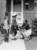 Mother Seeing Children Off To School