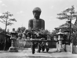Group of Japanese Woman at Base of Daibutsu Buddha Statue, Near Kobe, Hyogo