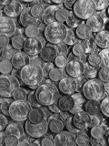 Pile of Various Old Silver Coins, Close-Up
