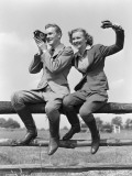 Smiling Equestrian Couple Both Are Wearing Jodhpurs