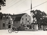 Small Town Scene at Crossroads