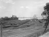 Freight Train Wagons on Shunting Yard, Elevated View