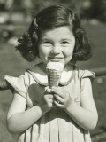 Girl Holding Ice Cream, Posing Outdoors