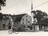 Small Town Scene at Crossroads