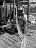 Man Working on Fishing Net