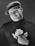 Tough Guy With Daisies Photographic Print