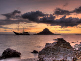Buy Sunset on Anchored Phinisi Schooner, Komodo National Park, Indonesia at AllPosters.com