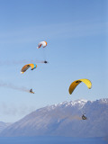 Paragliders Over Mountains, Queenstown, South Island, New Zealand