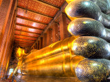 Giant Reclining Buddha Inside Temple, Wat Pho, Bangkok, Thailand