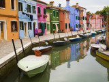 Colorful Burano City Homes Reflecting in the Canal, Italy