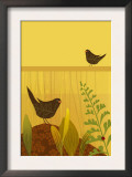 Birds in Garden with Ladybug