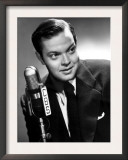 Orson Welles at the CBS Microphone in Publicity Shot for Murcury Summer Theater, 1946