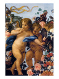 Cherubs with Garland of Flowers, Detail