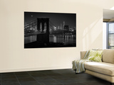 Buy Glittering Night View of the Brooklyn Bridge Spanning the Glassy Waters of the East River at AllPosters.com