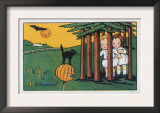 Oh My Tis Halloween Black Cat Scaring Kids Scene