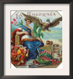 La Americana Brand Cigar Box Label