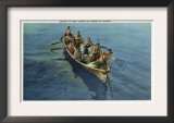 Alaska, View of Eskimos in a Skin Omiak in Pursuit of a Walrus