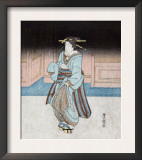 Geisha on an Evening Stroll in Fukagawa, Japanese Wood-Cut Print