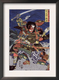 The Samurai Warriors Ichijo Jiro Tadanori and Notonokami Noritsune, Japanese Wood-Cut Print