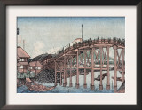 View of Mount Fuji from Nihonbashi, Japanese Wood-Cut Print
