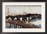 Rain over Nihonbashi, Japanese Wood-Cut Print