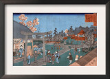 Inside Fukagawa Hachiman Shrine, Japanese Wood-Cut Print
