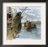 Huron Chief Donnacona Warns Cartier's Expedition Not to Sail Up the St. Lawrence River, c.1535