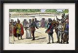 Meeting Between Spanish Conqueror Pizarro and Inca Leader Atahualpa