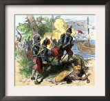 Juan Ponce de Leon, Wounded by Florida Natives, Carried Aboard Ship for Retreat to Cuba, c.1521