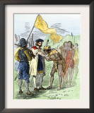 Jacques Cartier Embraced by Donnacona, a Native Canadian Huron Chief, Gaspee Peninsula, c.1535