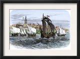 Cartier's Ships Leaving St. Malo, France, to Sail for North America, c.1530