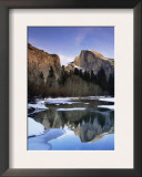 Half Dome Above River and Winter Snow, Yosemite National Park, California, USA