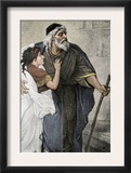 Elderly Father Using a Cane, Assisted by His Daughter