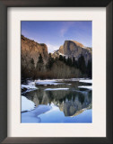 Half Dome Above River and Winter Snow, Yosemite National Park, California, USA