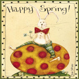 Spring Bunny Sitting on Eggs