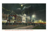 Revere Beach, Massachusetts - Boulevard and Nautical Garden at Night