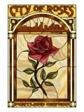 Buy Rose and Skyline Stained Glass - Portland, Oregon at AllPosters.com
