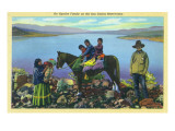 San Carlos Reservation, Arizona - Apache Family, Kids on Horseback