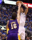 Los Angeles Lakers v Dallas Mavericks - Game Three, Dallas, TX - MAY 06: Dirk Nowitzki and Pau Gaso Photographic Print