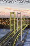 Tacoma, Washington - Narrows Bridge and Rainier