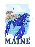 Buy Blue Lobster & Portland Lighthouse - Maine at AllPosters.com