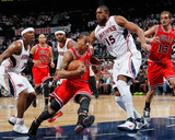 Chicago Bulls v Atlanta Hawks - Game Three, Atlanta, GA - MAY 6: Joe Johnson, Al Horford and Derric Photographic Print