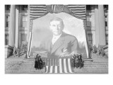 Huge Woodrow Wilson Painting on Fabric Draped In Front of Government Building