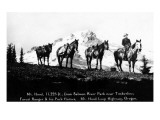 Salmon River Park, Oregon - Man with Horses, Mt Hood in Distance