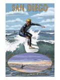 Buy San Diego, California - Surfer Scene at AllPosters.com