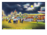 Wildwood-by-the-Sea, New Jersey - Funchase and Roller Coaster in the Moonlight