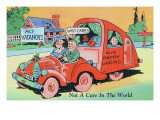 Comic Cartoon - No Vacancies, Who Cares; Family in Mini RV
