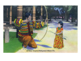 Buy Miami, Florida - Tropical Hobbyland; Seminole Dad Showing Daughter Archery at AllPosters.com