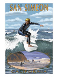 San Simeon, CA - Surfer with Inset