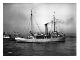 Steamship in Harbor, Circa 1909
